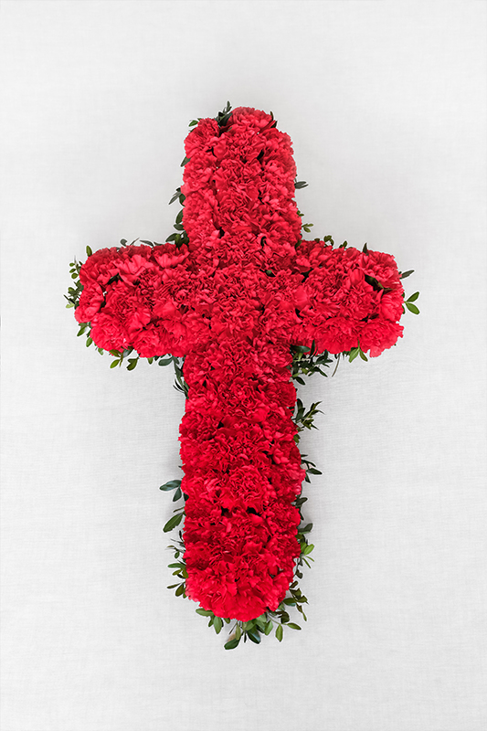 Creu de clavells vermells amb mata