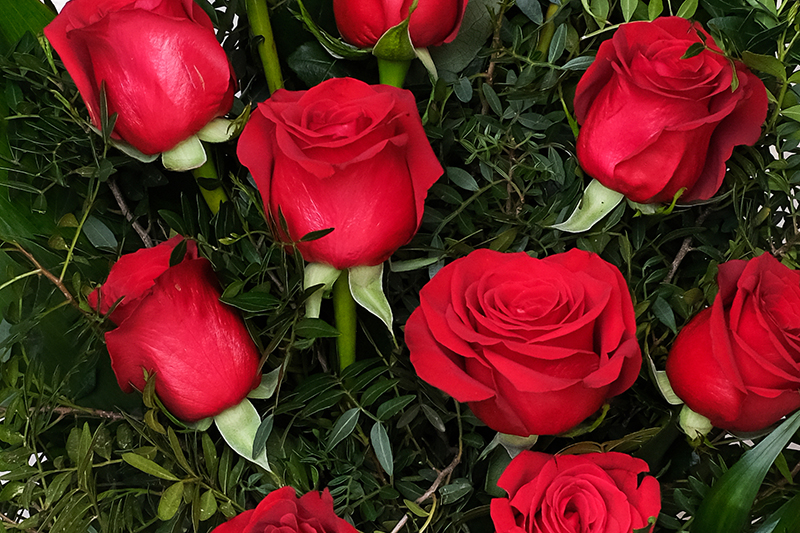 Vista d'aprop del ram de roses